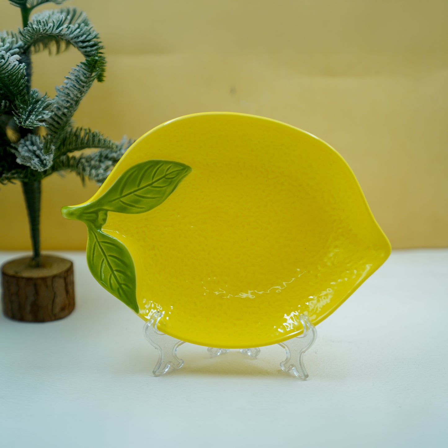 THD040 Lemon-Shaped Ceramic Serving Bowl – Decorative Platter
