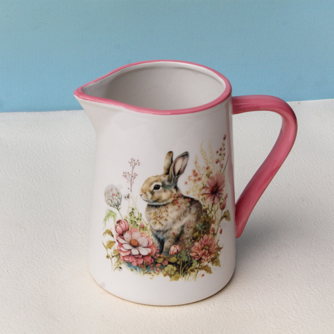 FLORAL BUNNY CERAMIC PITCHER