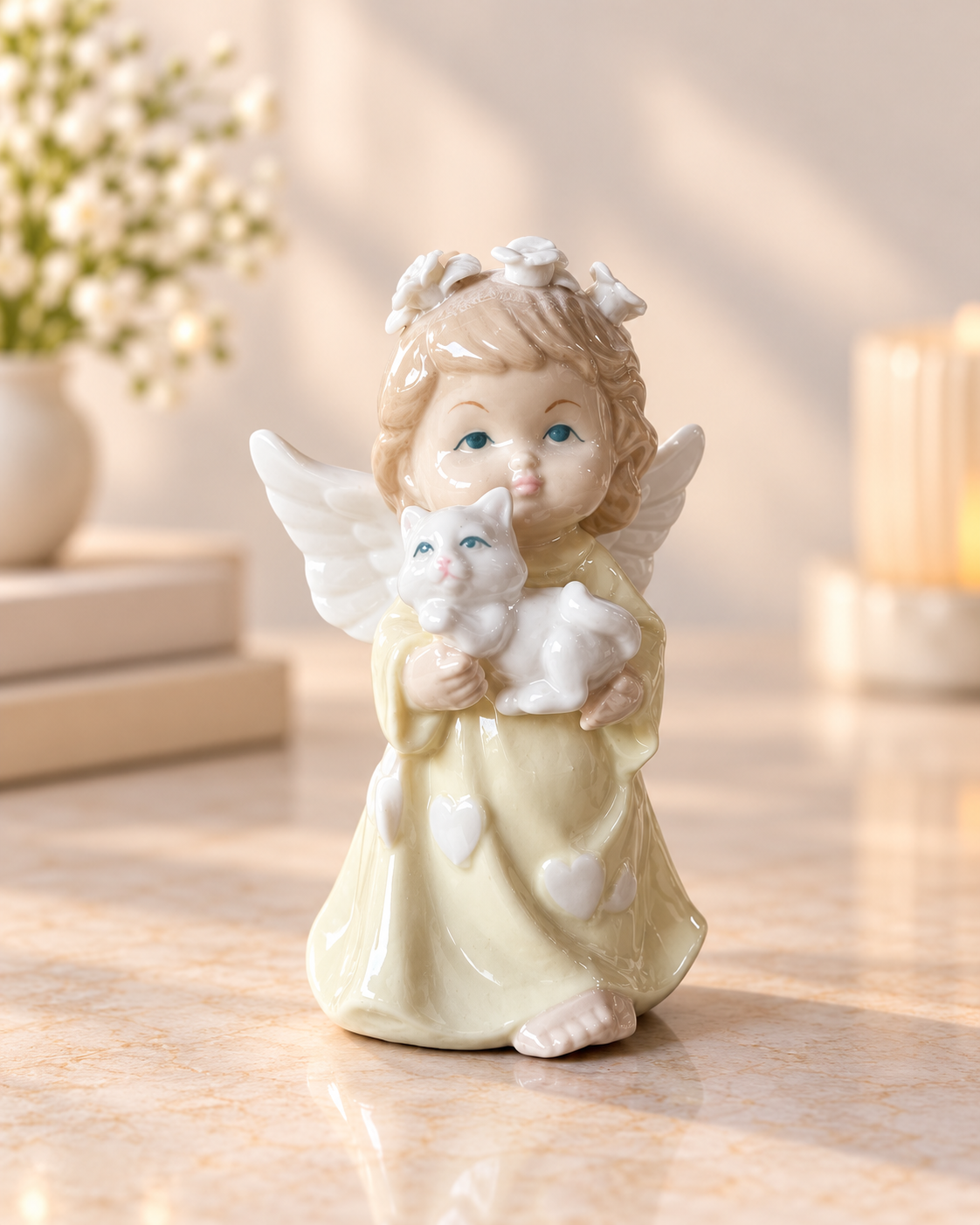 THD100 Angel Figurine with Cat