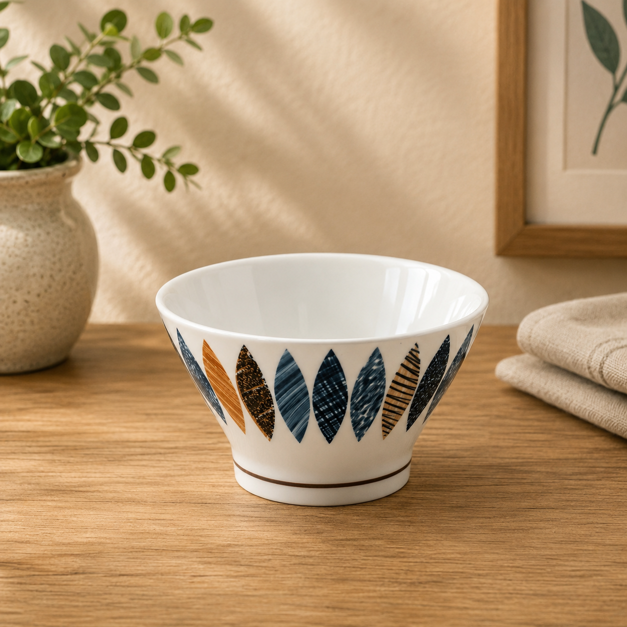 THD131 Ceramic Serving Bowl – Multicolor Leaf Pattern