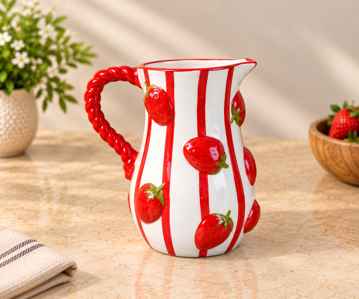 TT-158 Strawberry Ceramic Pitcher