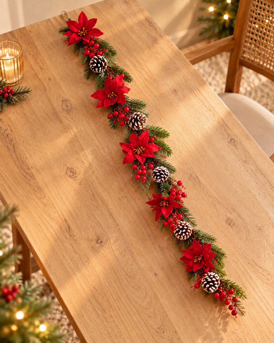 THD973 Christmas Poinsettia Garland