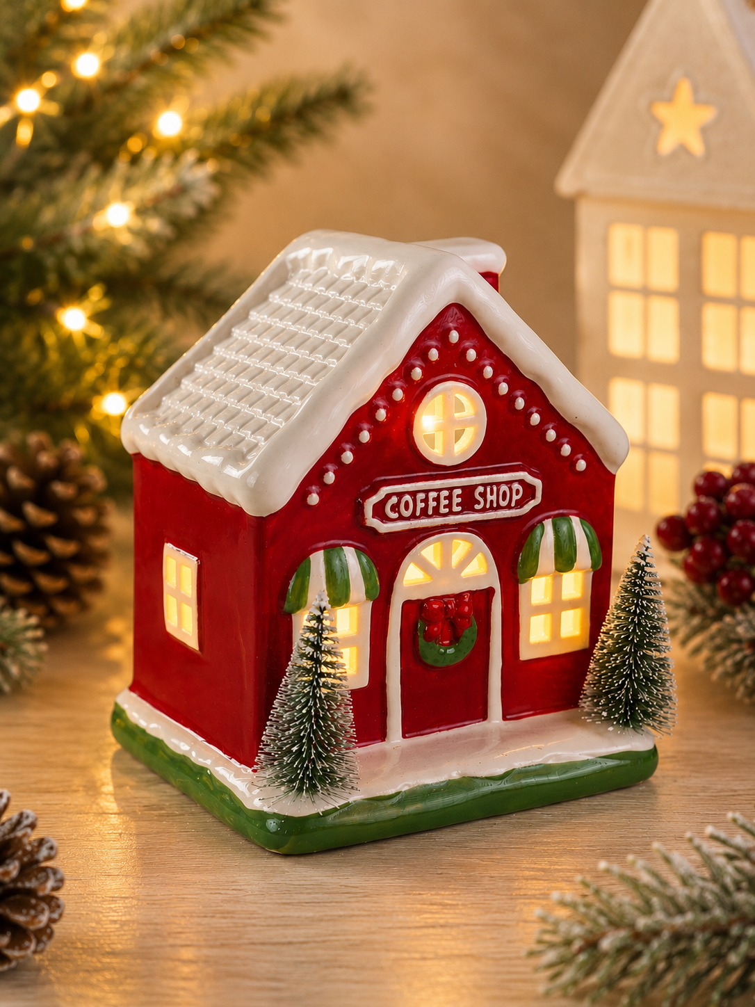 THD571f Christmas Coffee Shop House with Light