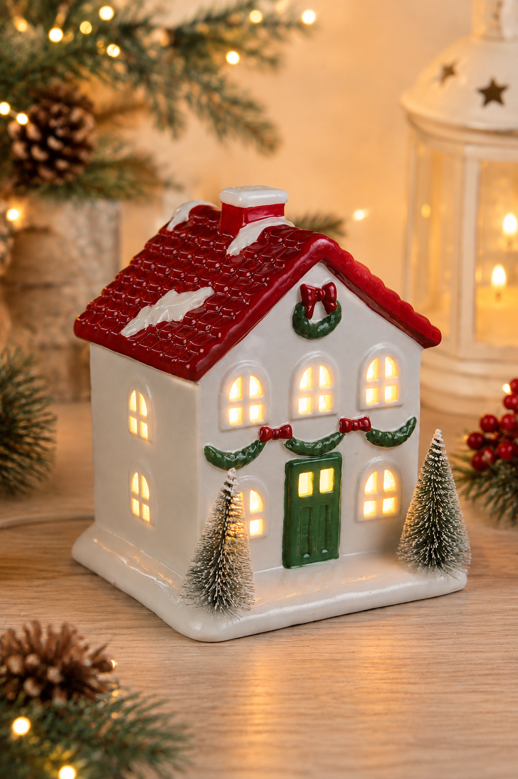 THD571e White Christmas House with Light