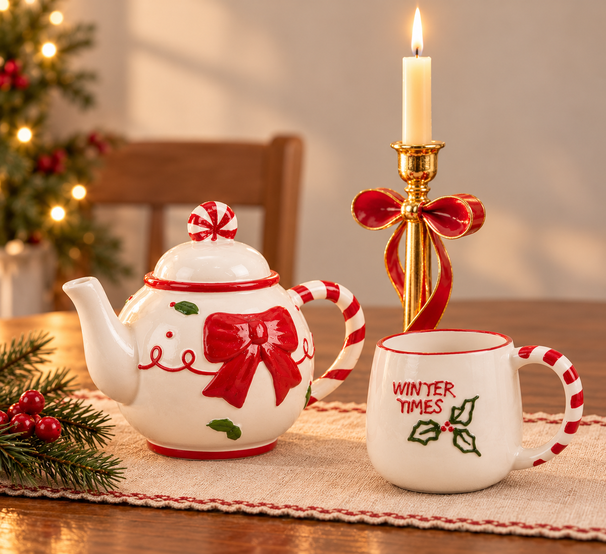 Christmas Teapot & Mug Set