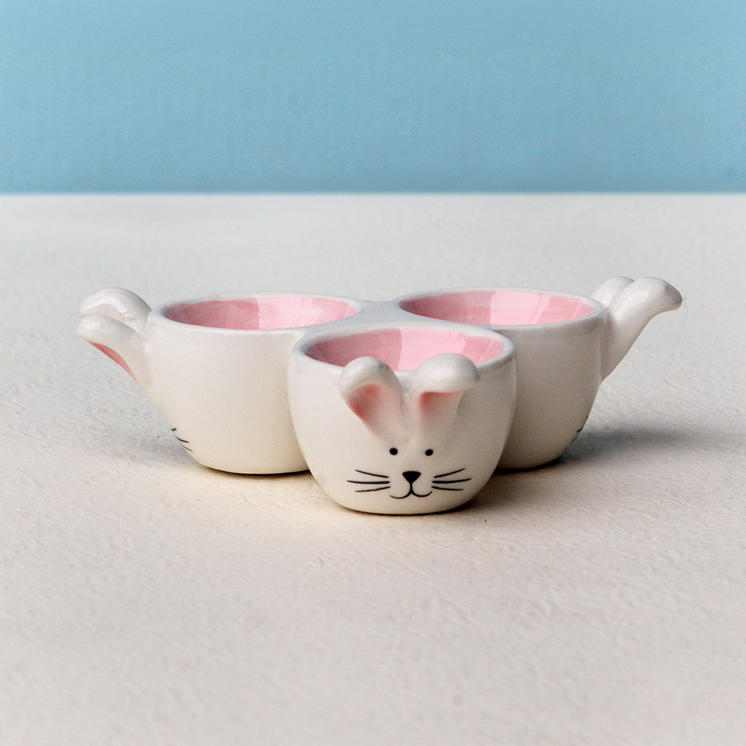BUNNY CERAMIC TRIPLE EGG HOLDER