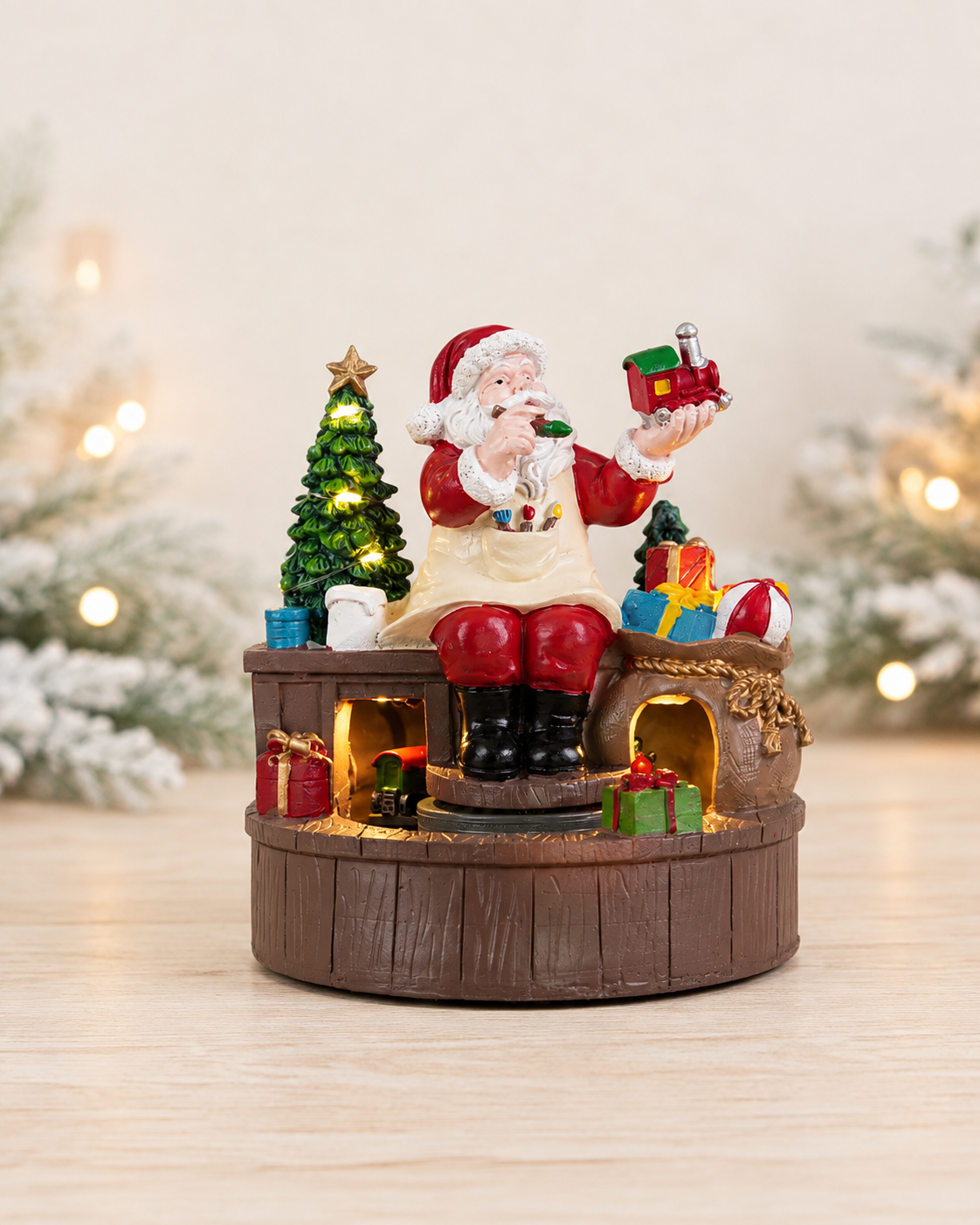 THD679 Premium Resin Santa with Moving Train