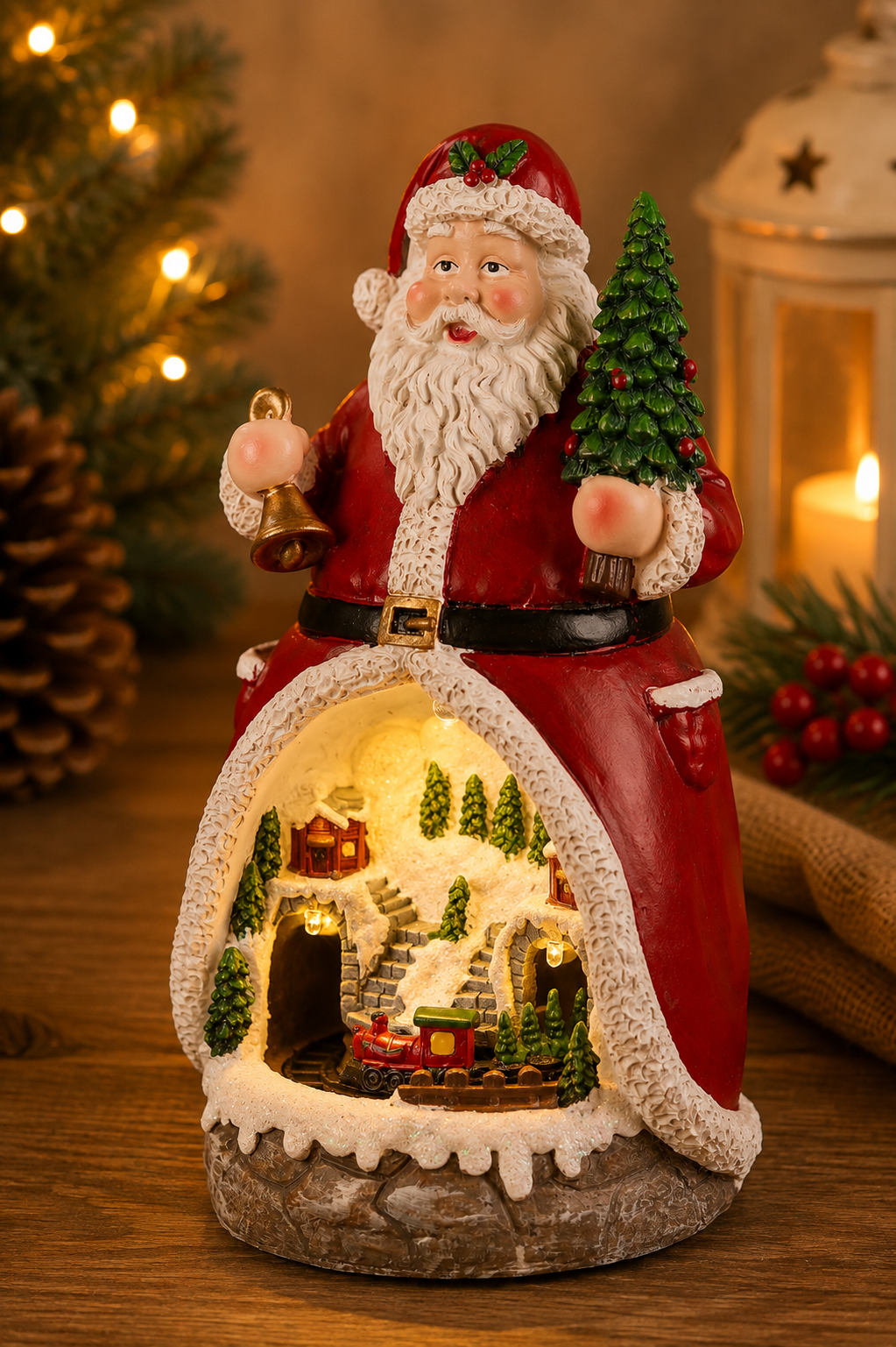 THD681 Resin Santa with Moving Train