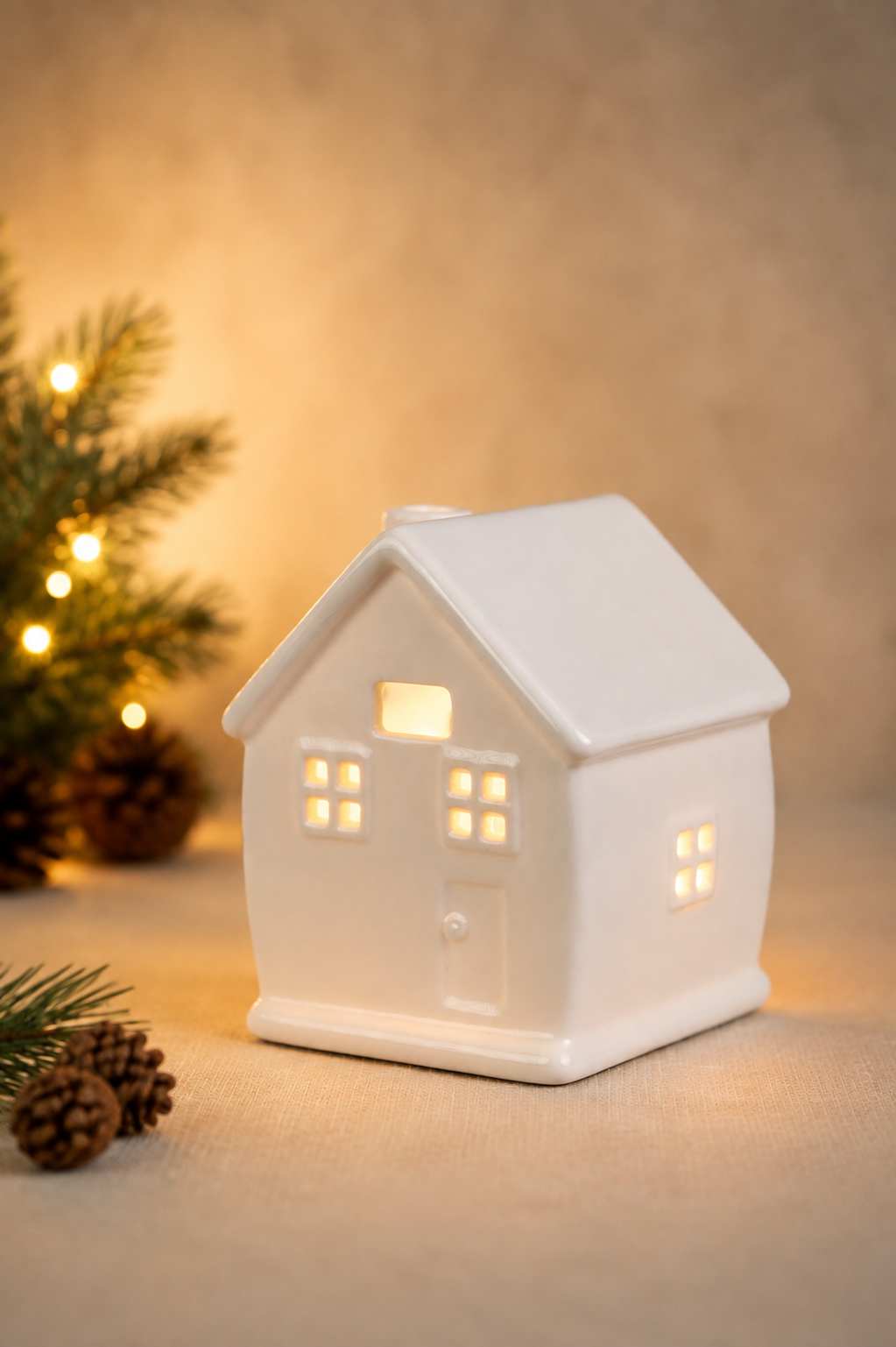 THD1034 Glossy Ceramic House with Light