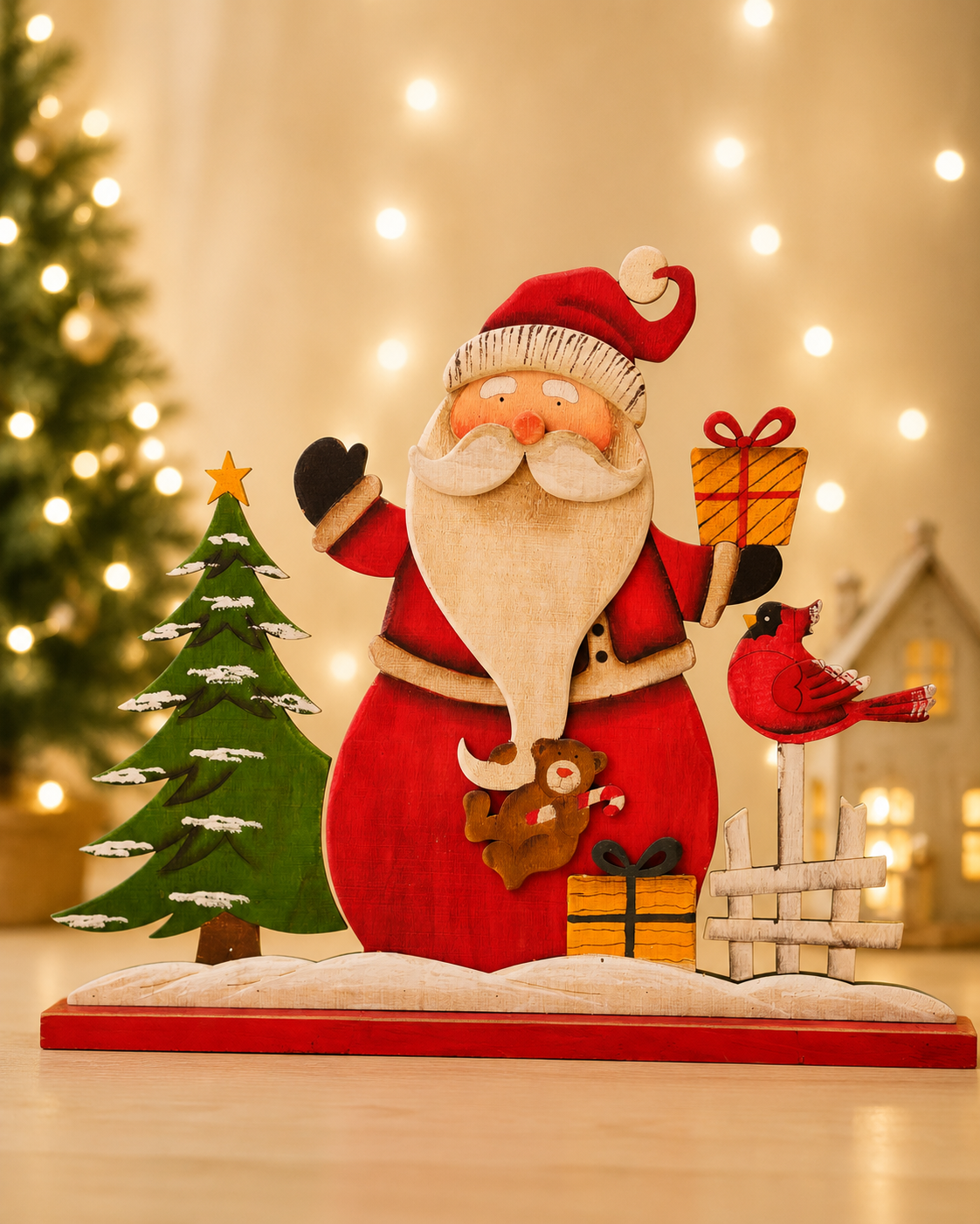 THD207 Wooden Christmas Santa Tabletop Décor