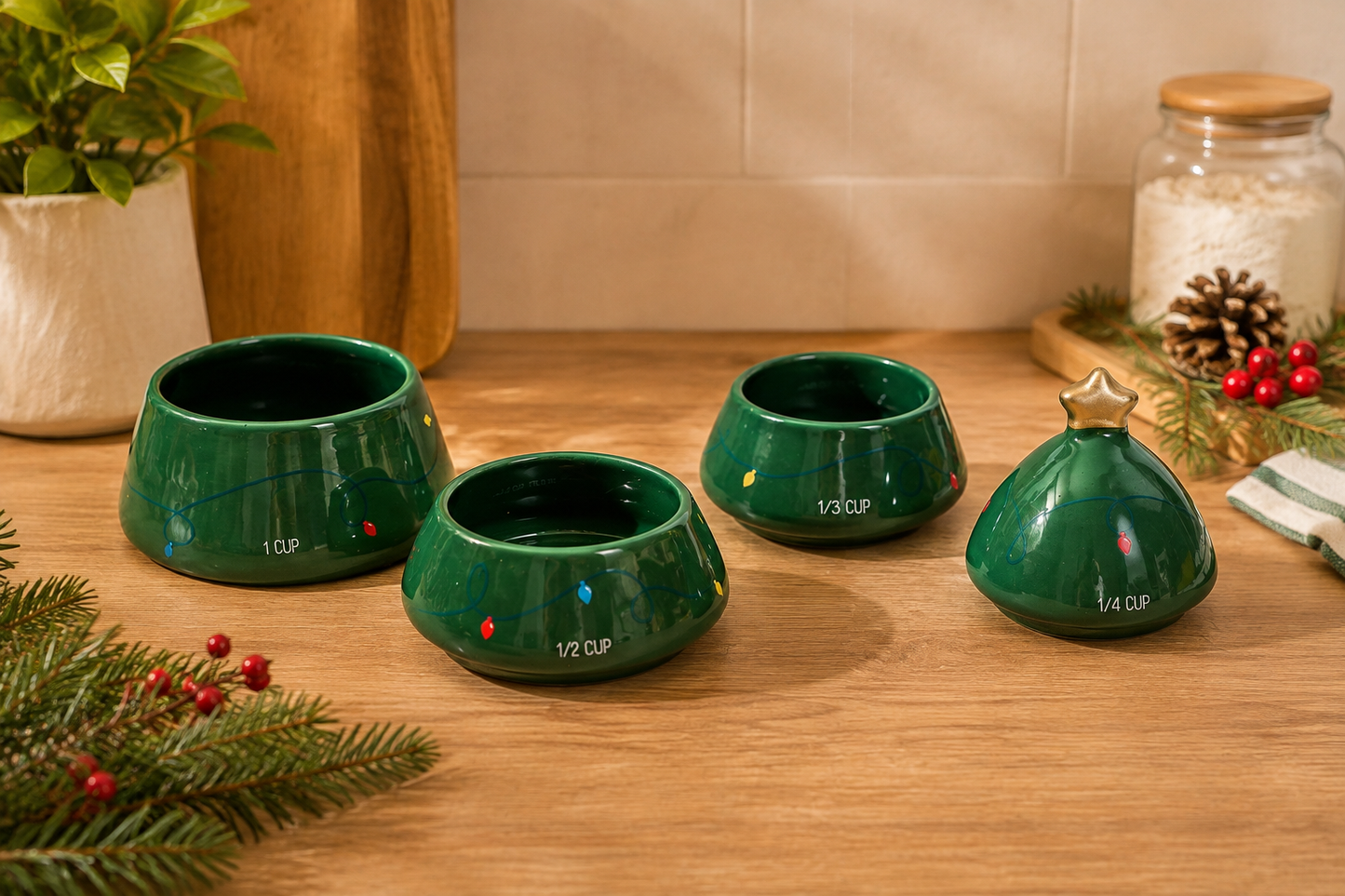 THD506 Christmas Tree Measuring Cup Set