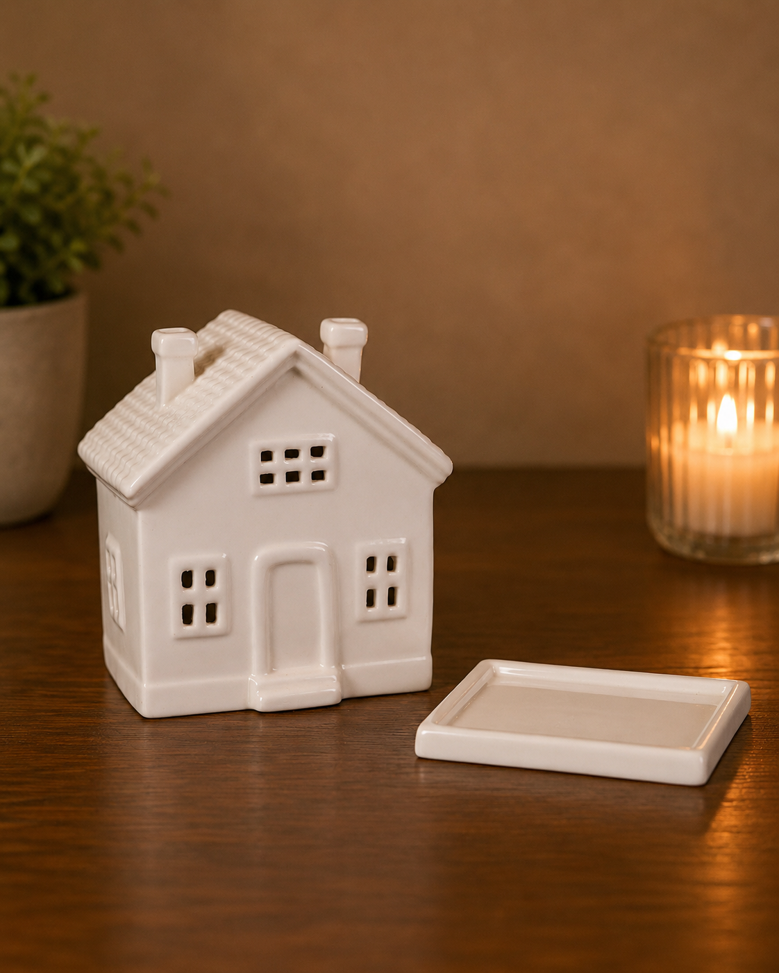 THD557 GLOSSY CERAMIC HOUSE WITH TRAY