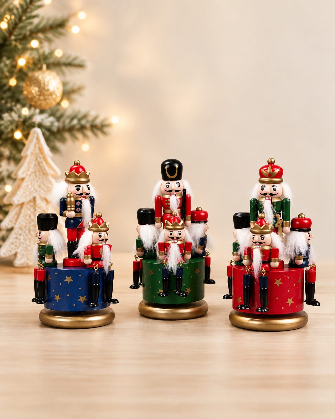 THD649 Premium Wooden Musical Nutcracker Carousel