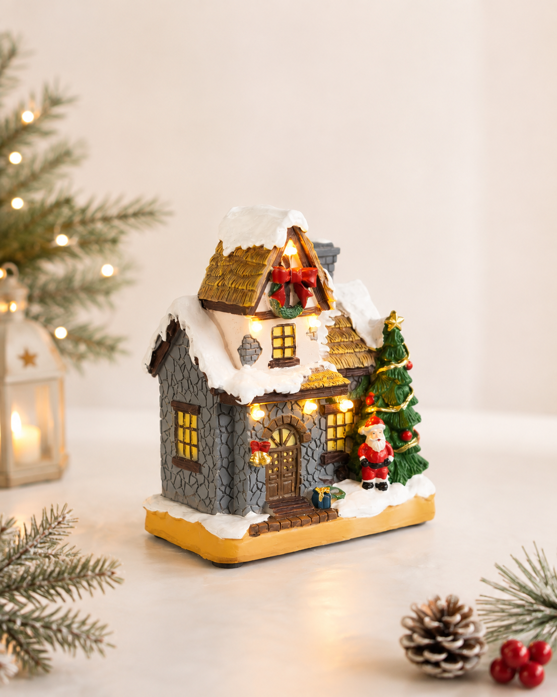 THD672 Resin Christmas Cottage with Light