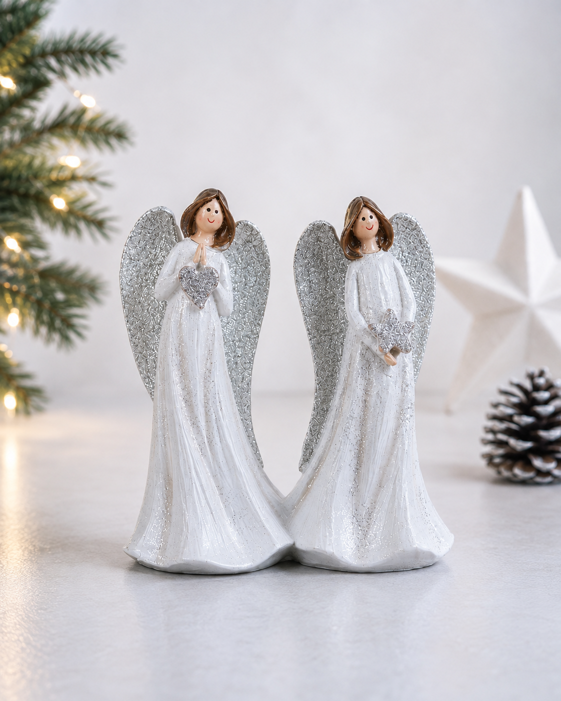THD726 Silver Winged Angel Figurine