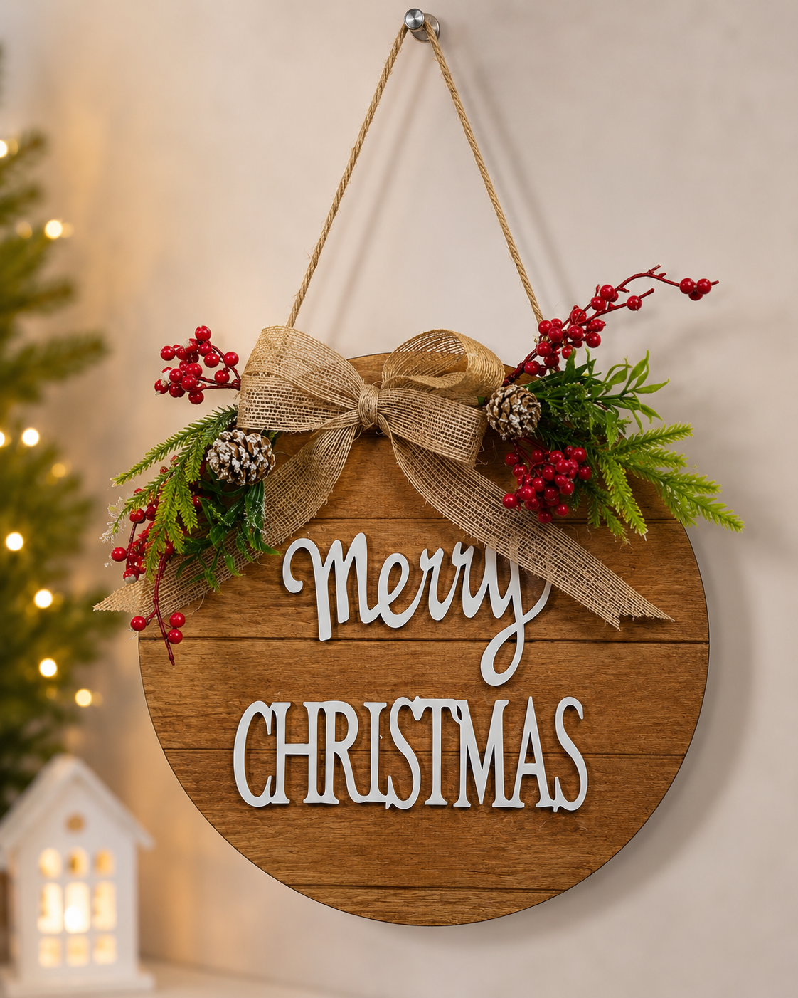 Wooden Merry Christmas Hanging