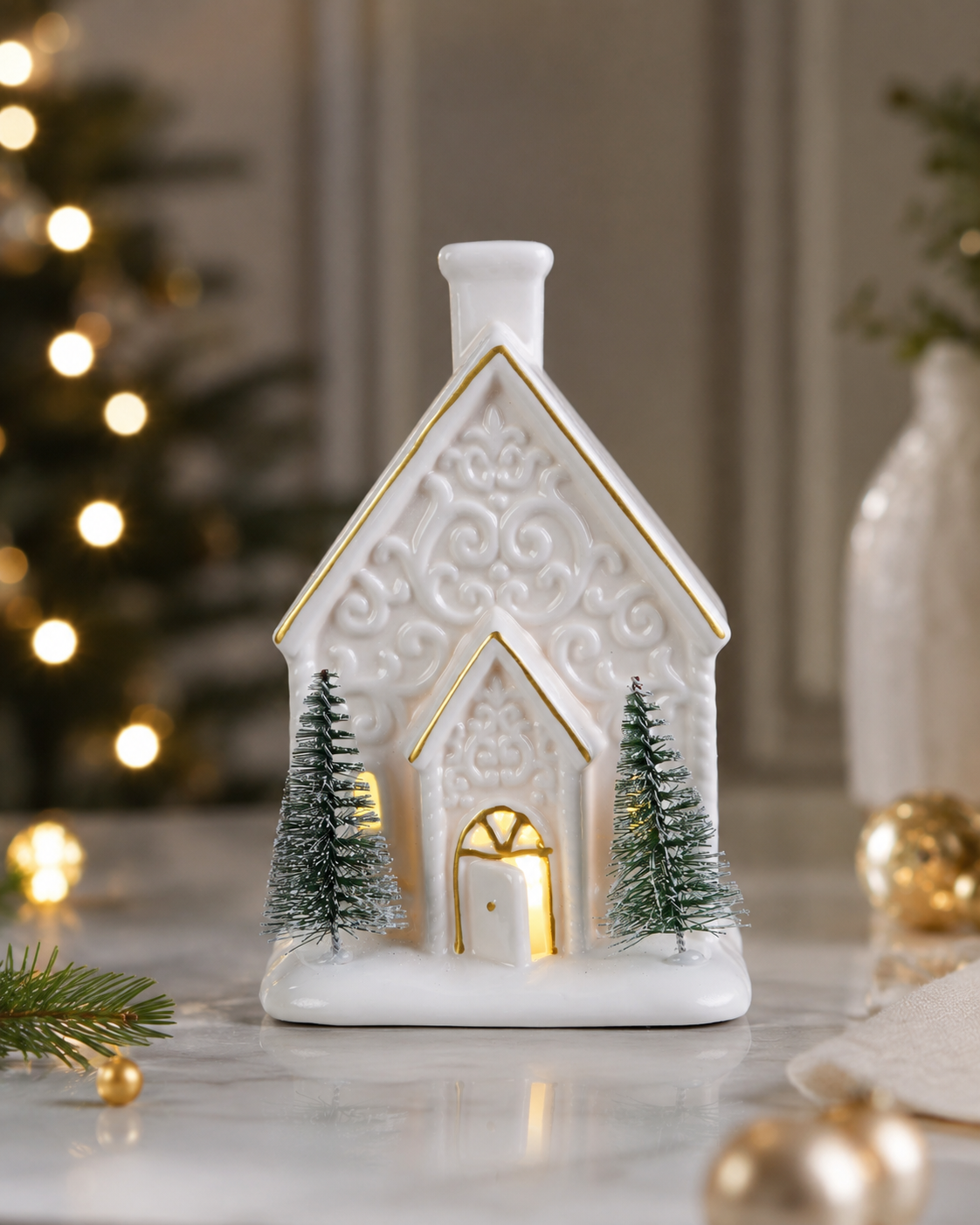 THD780 Glowing Ceramic Christmas Cottage