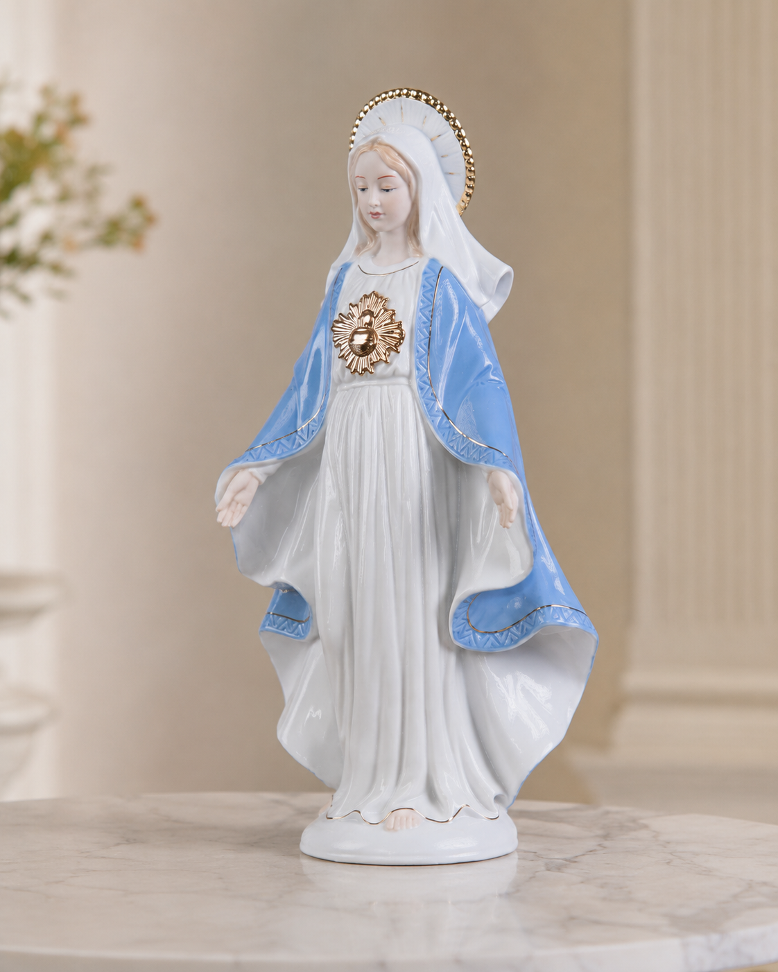 THD846 Mother Mary Statue with Golden Halo
