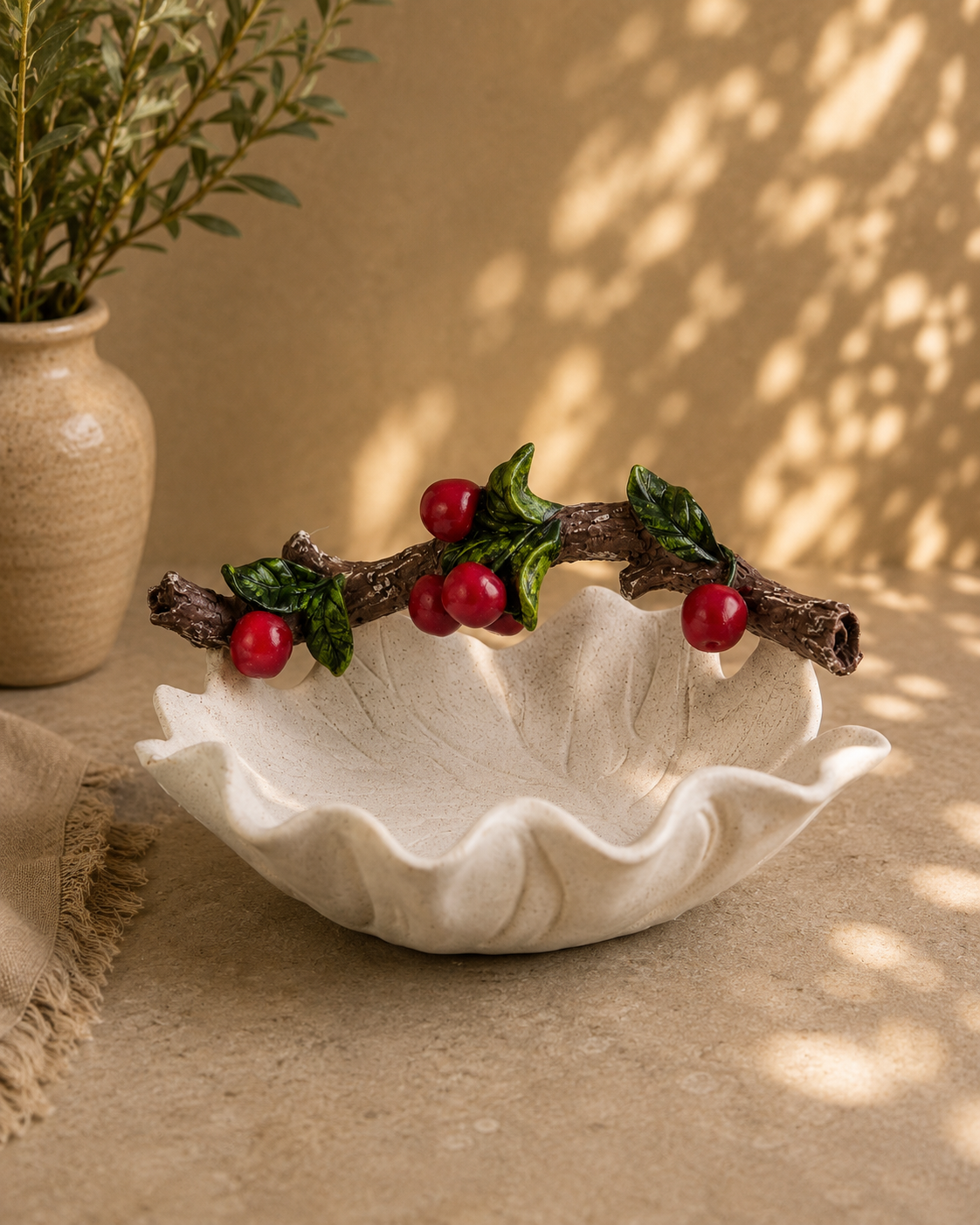 TT109 Cherry Branch Decorative Serving Bowl & Multipurpose Holder