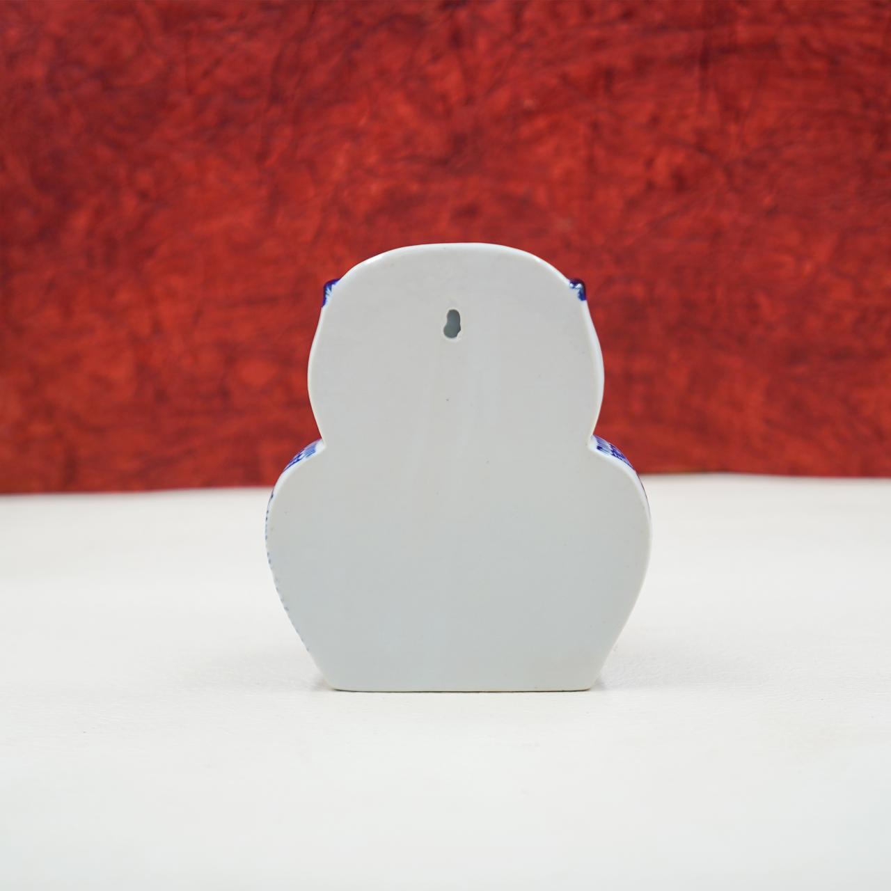 THD065 Blue & White Ceramic Owl Wall Hanging