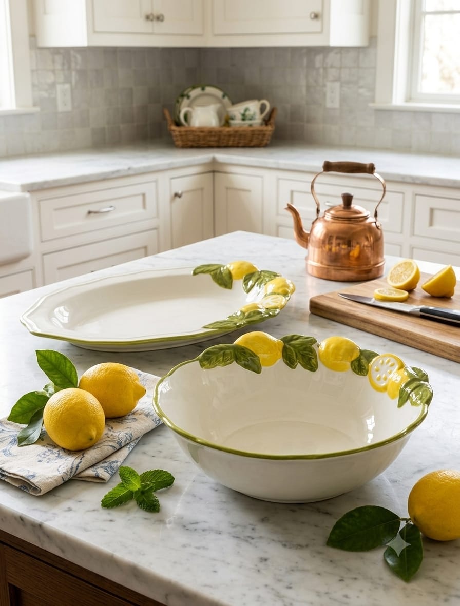 TT-008 Lemon Design Ceramic Serving Platter