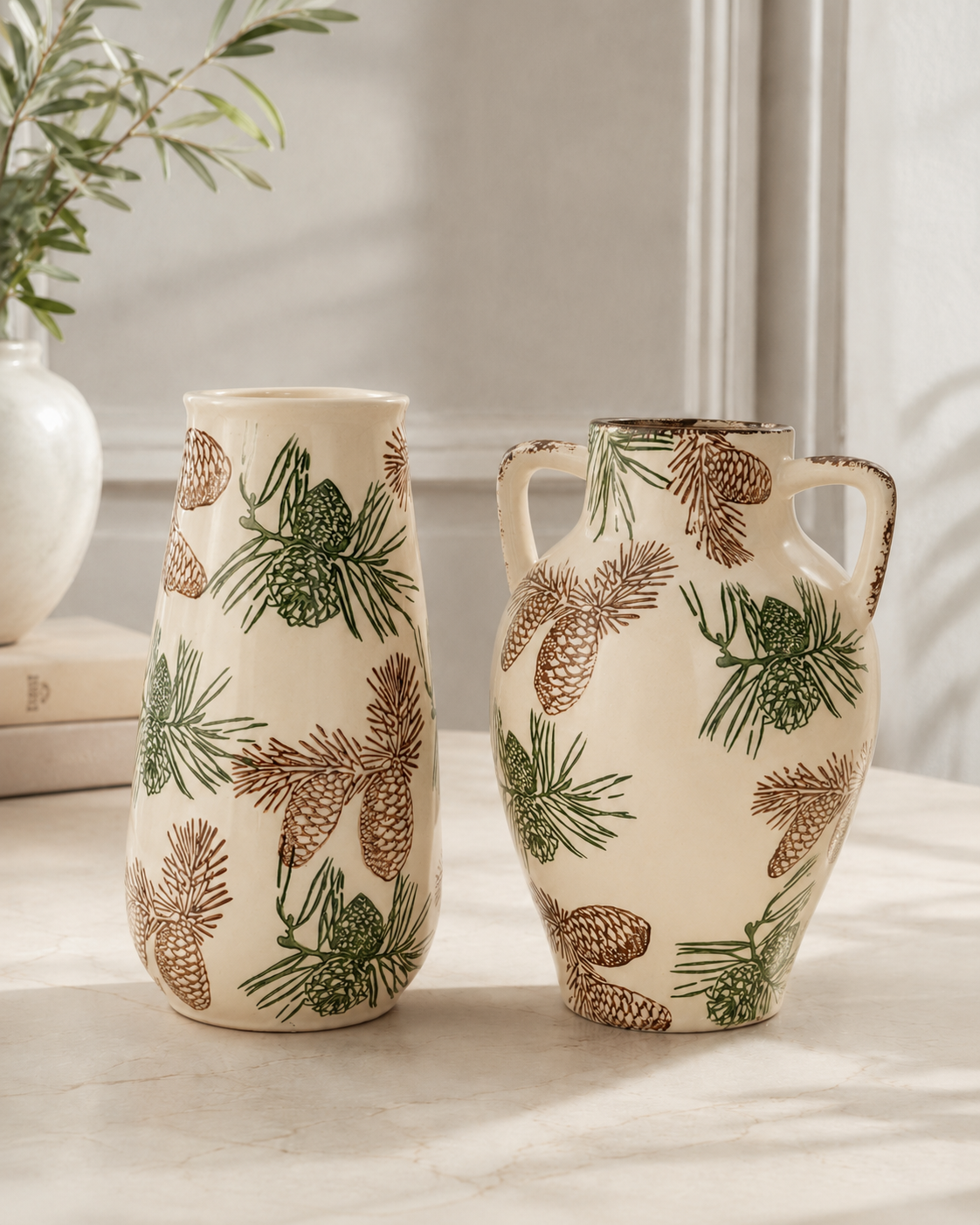 TT-278 Ceramic Double Handle Decorative Vase