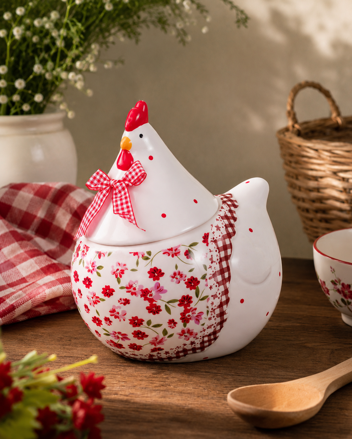 TT-225 Ceramic Rooster Storage Jar with Lid |