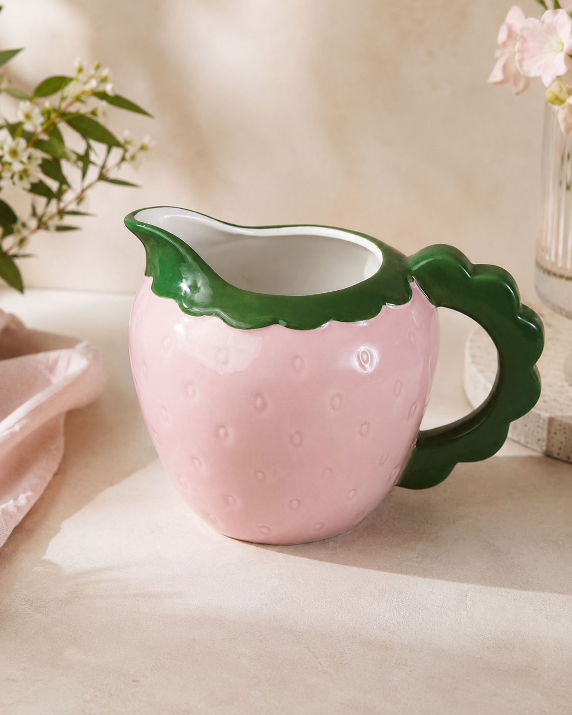 TT-305 Strawberry Ceramic Pitcher Jug