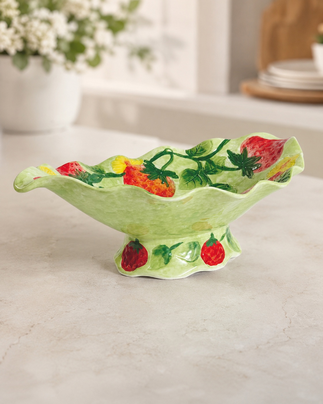 TT 030 Strawberry Design Ceramic Serving Platter