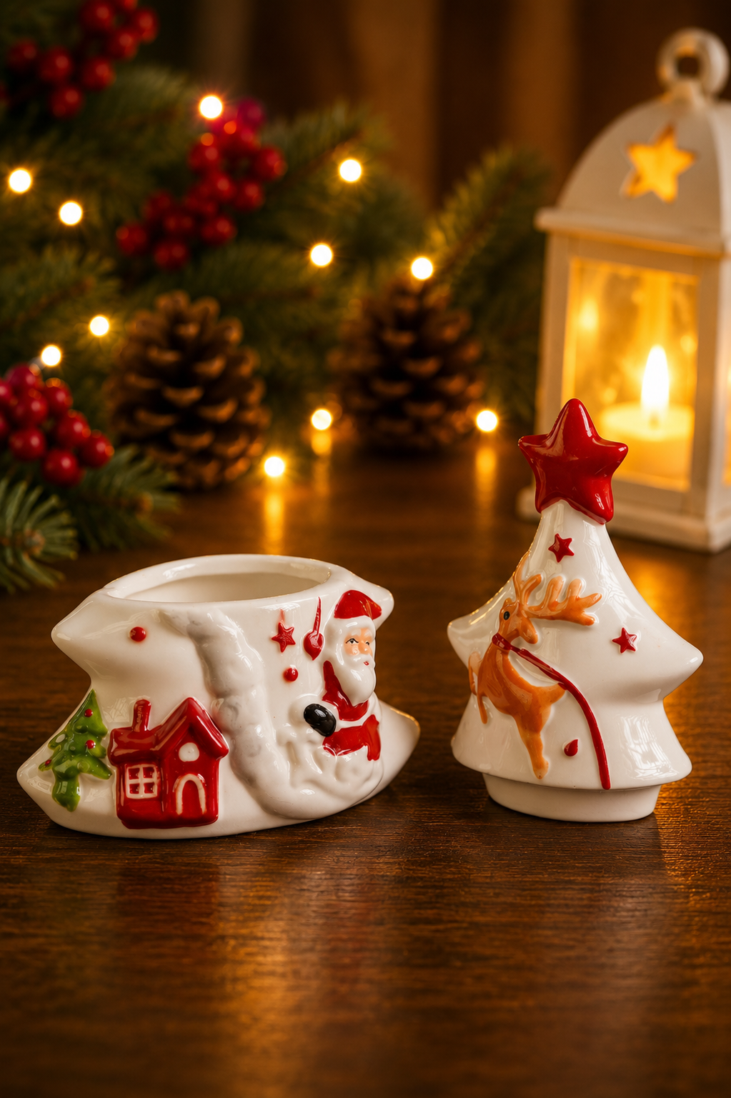 THD873 COZY SANTA AND REINDEER HOLIDAY CANISTER