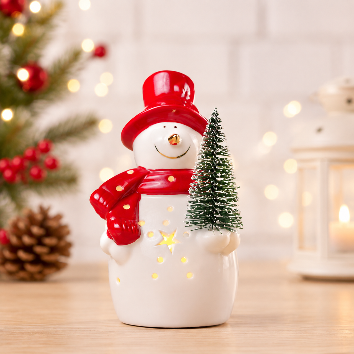 THD187 Lighted Christmas Snowman Tabletop Décor