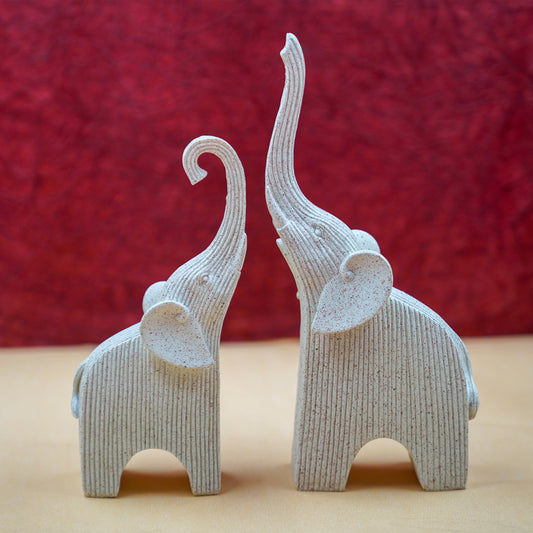 THD083 Textured Elephant Figurine Set (Set of 2)