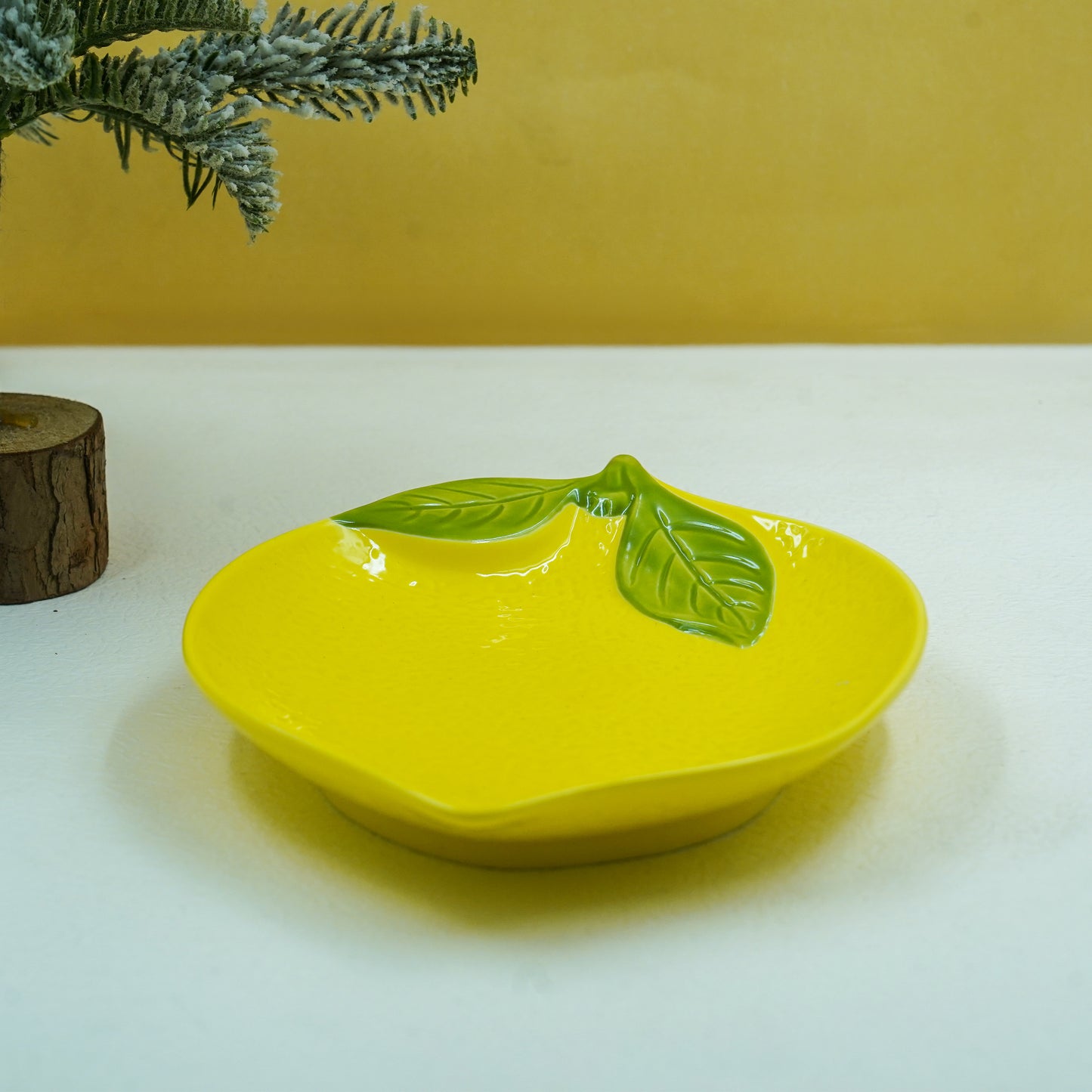 THD040 Lemon-Shaped Ceramic Serving Bowl – Decorative Platter