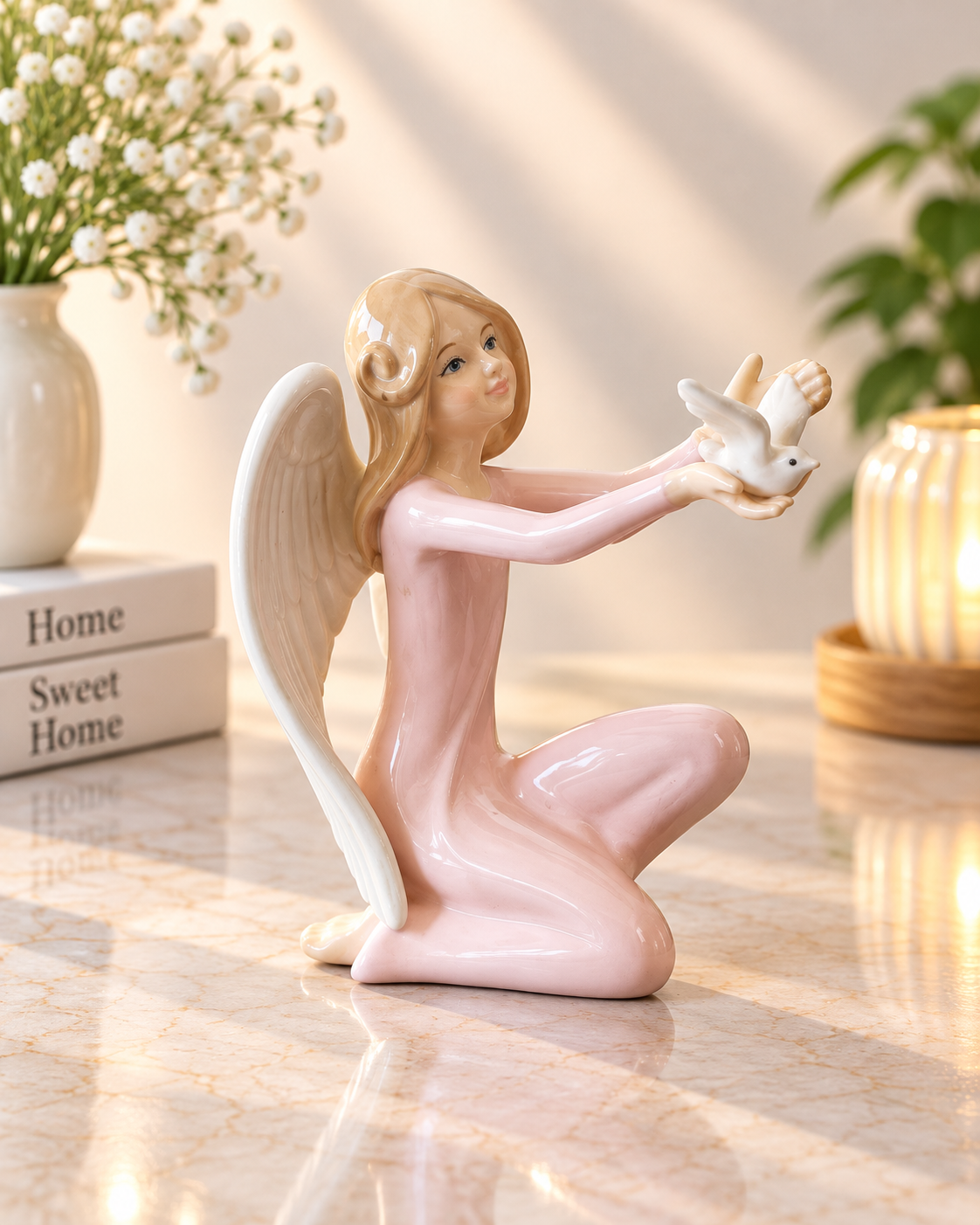 THD100 Angel with Dove Figurine