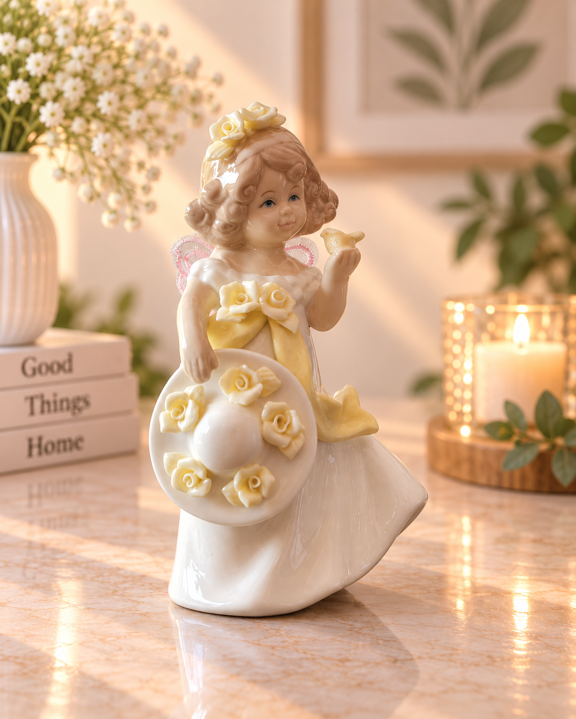 THD100 Angel with Flowers Figurine