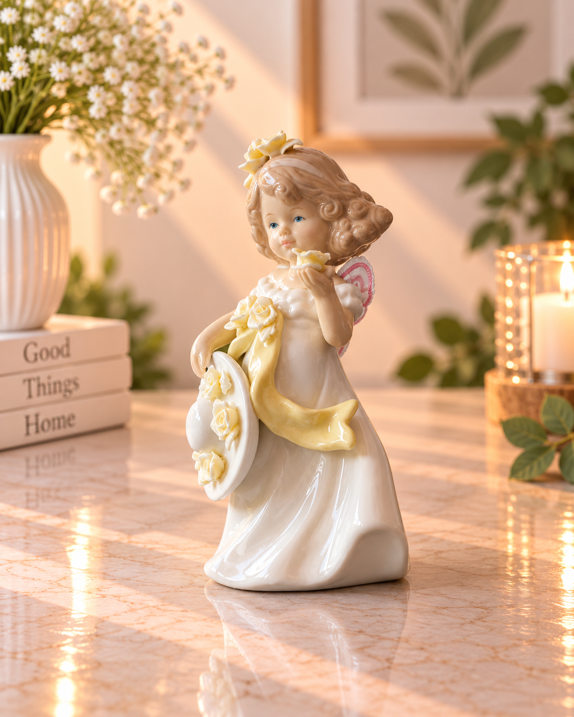 THD100 Angel with Flowers Figurine