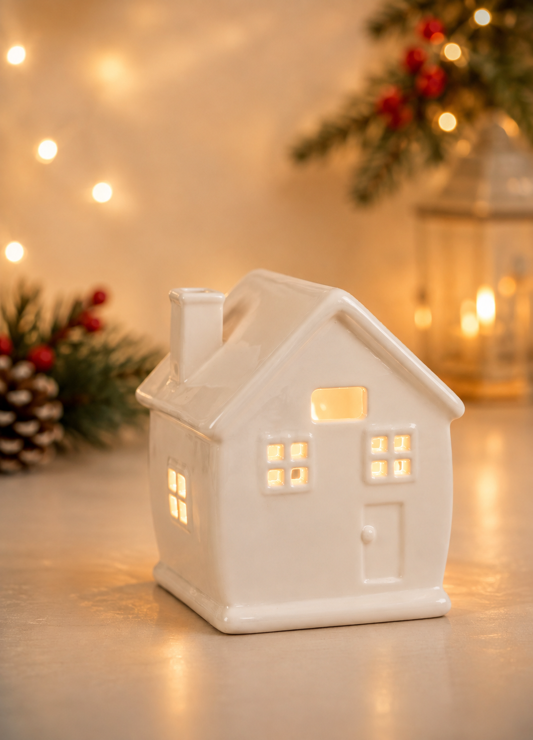 THD1034 Glossy Ceramic House with Light