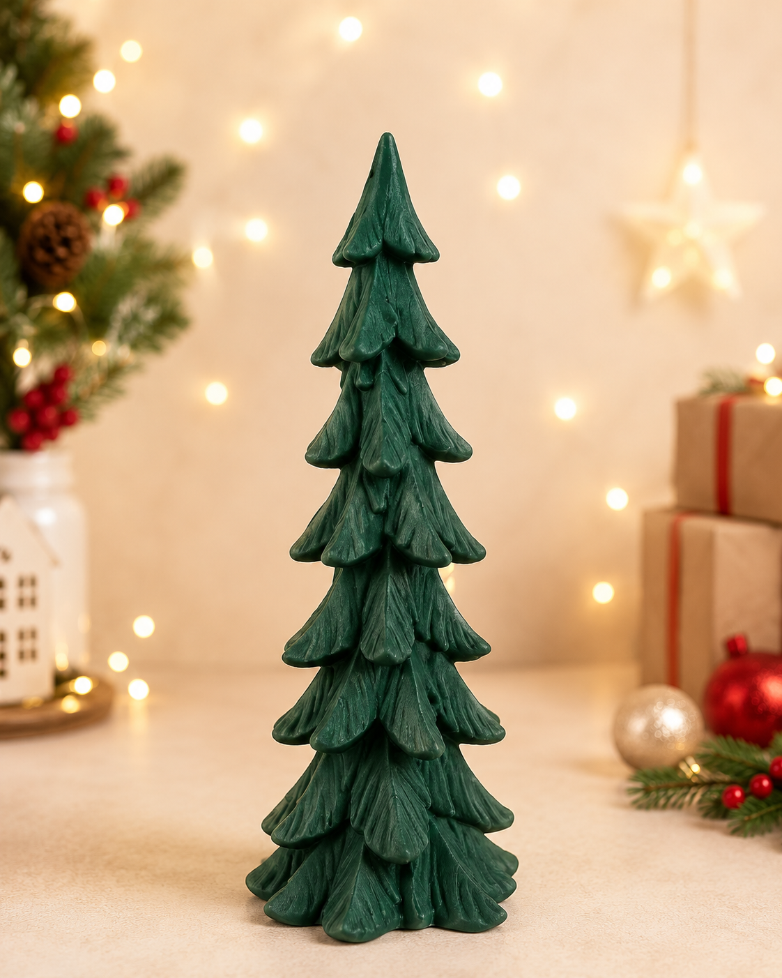 THD594 Velvet-Covered Ceramic Christmas Tree Décor