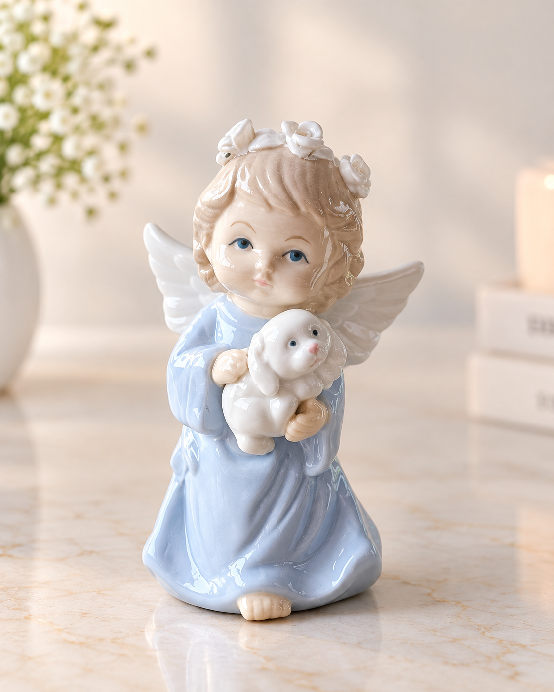 THD100 Angel Figurine with Puppy