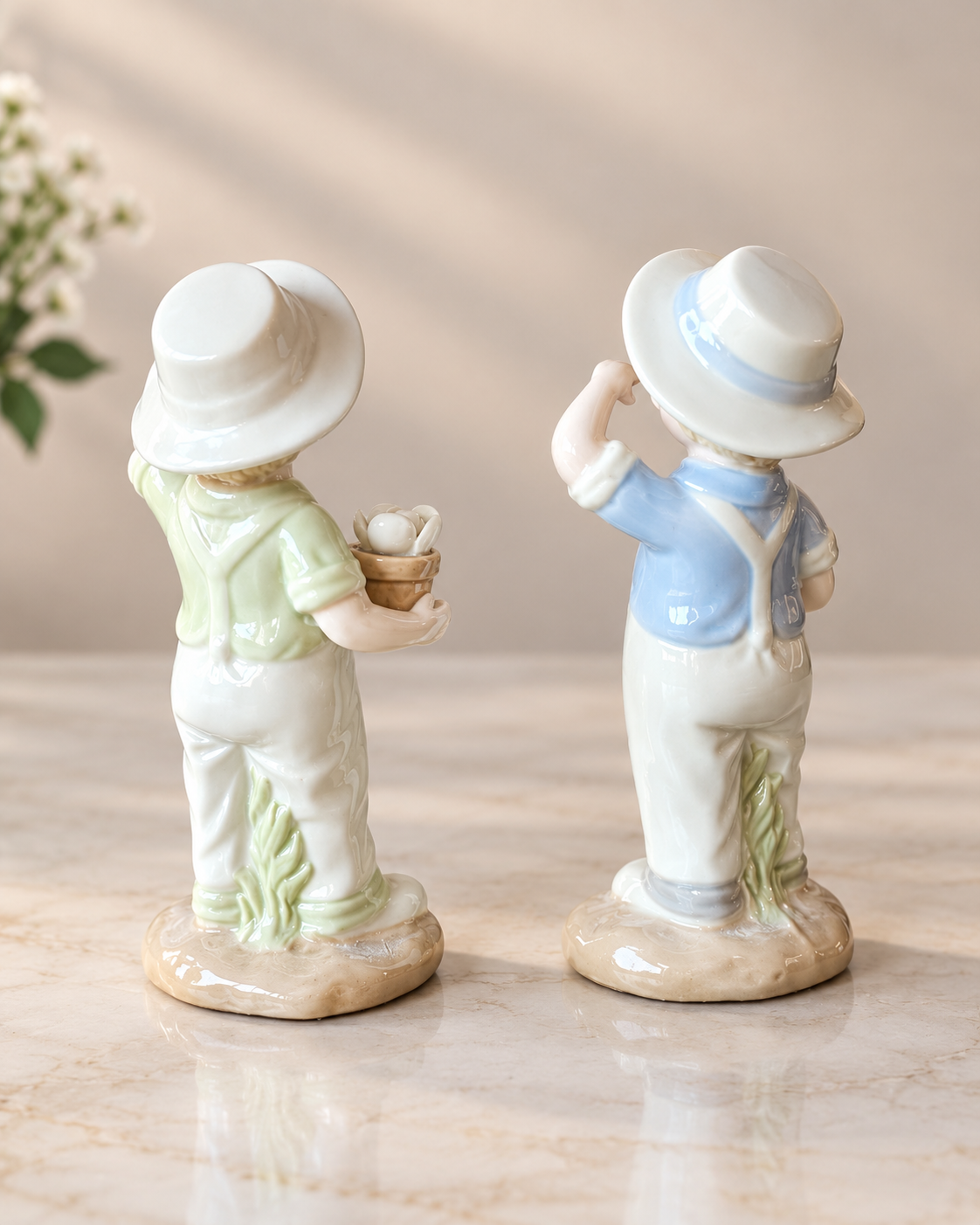 THD100 Cute Boy Figurine with Plant Pot