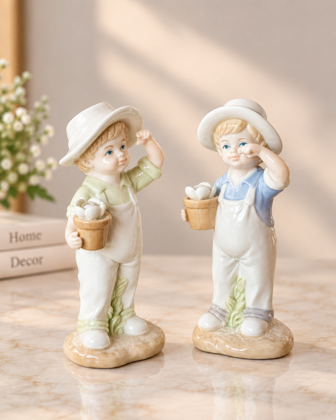 THD100 Cute Boy Figurine with Plant Pot