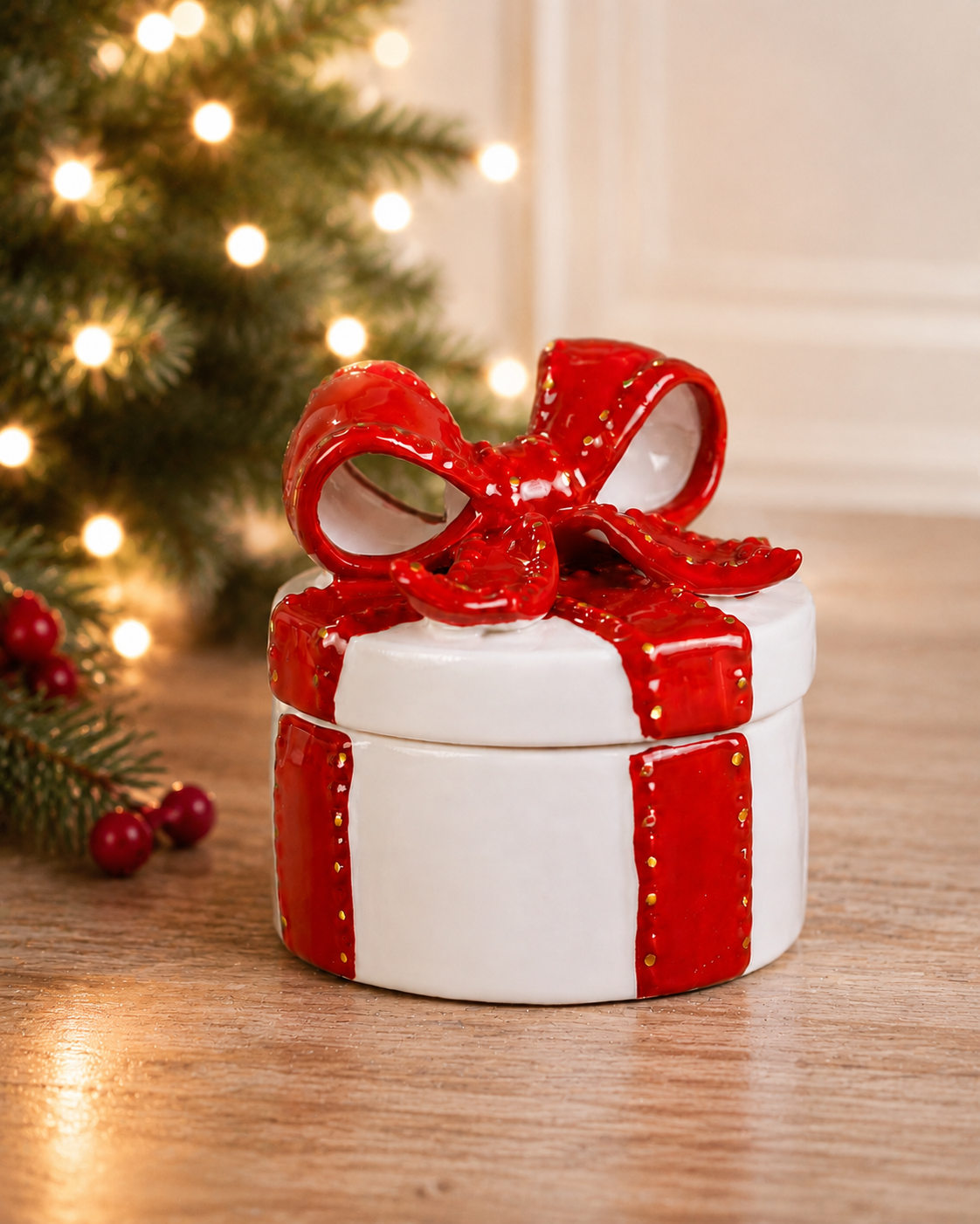 THD777 Red Ribbon Christmas Gift Box