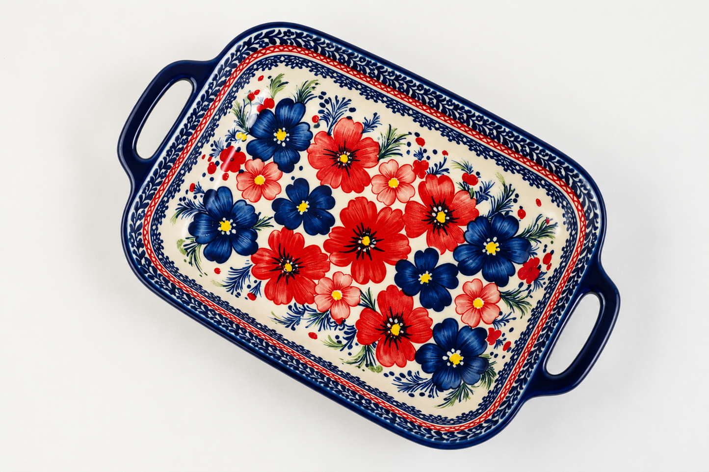 DD-97 Ceramic Floral Baking & Serving Dish with Handles
