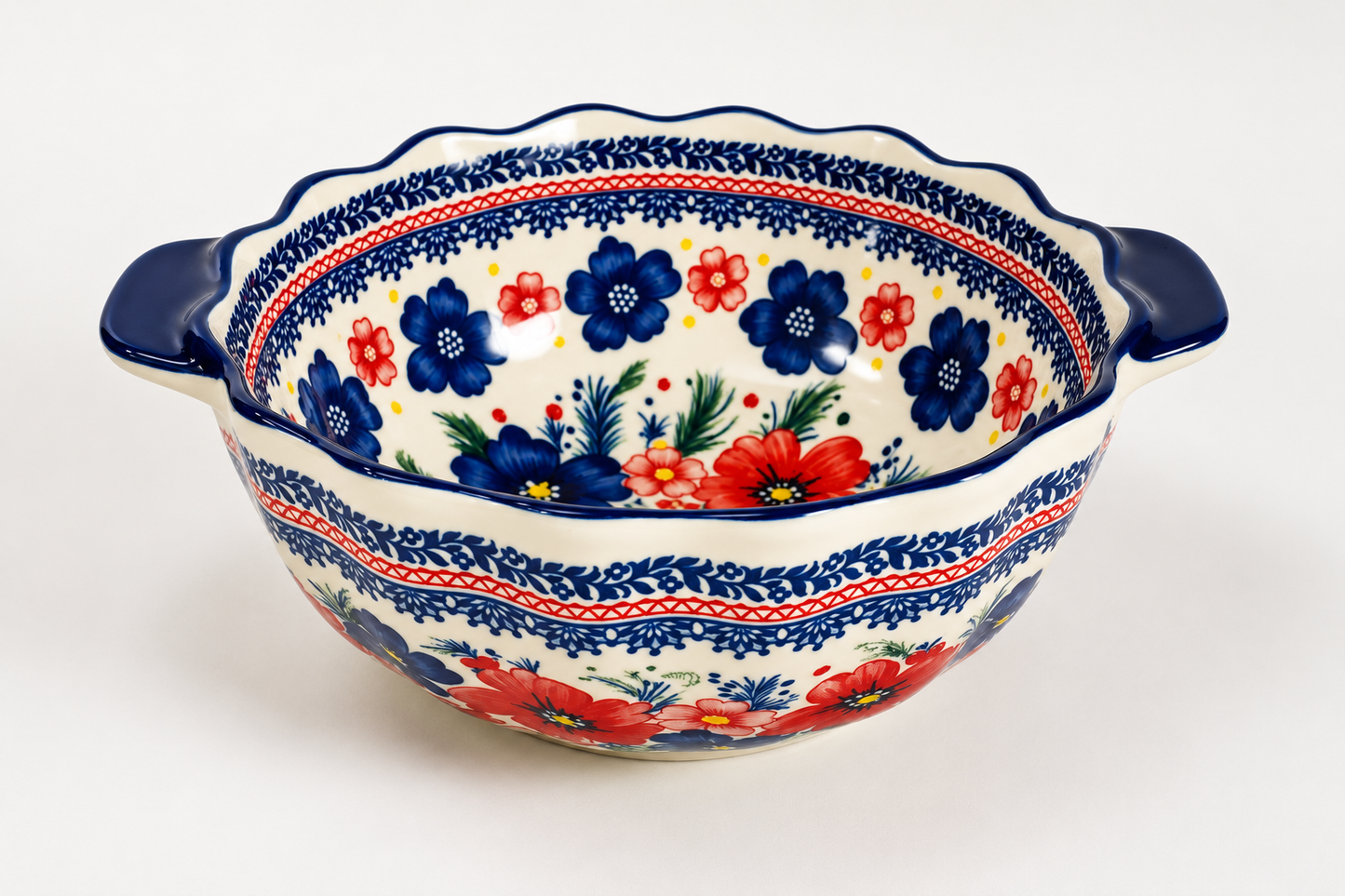 DD-99 Ceramic Floral Serving Bowl with Handles