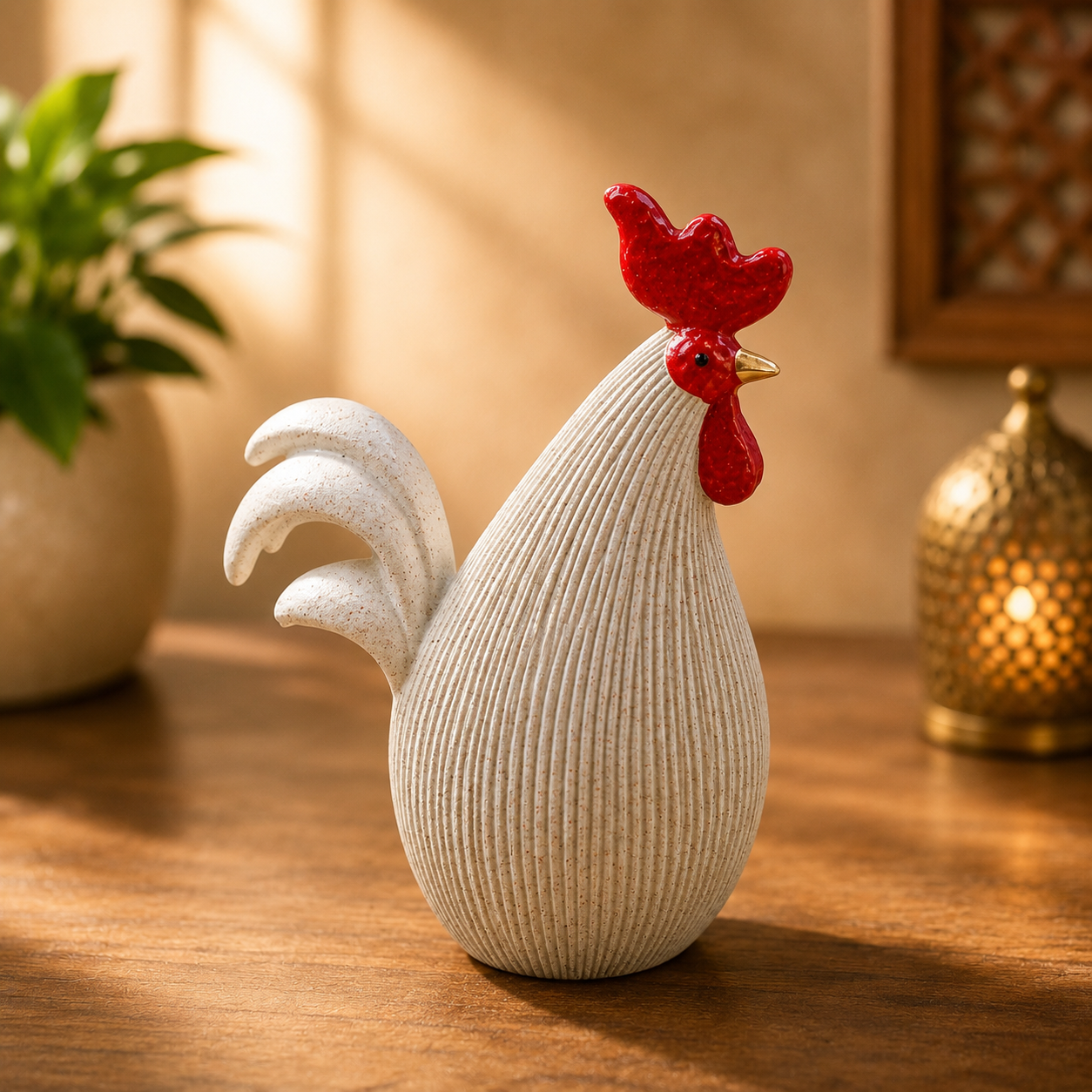 THD081 Textured Resin Rooster Decorative Figurine