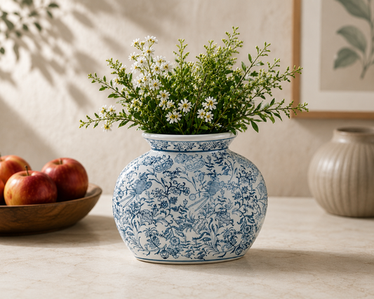 THD072 Blue Floral Ceramic Decorative Vase