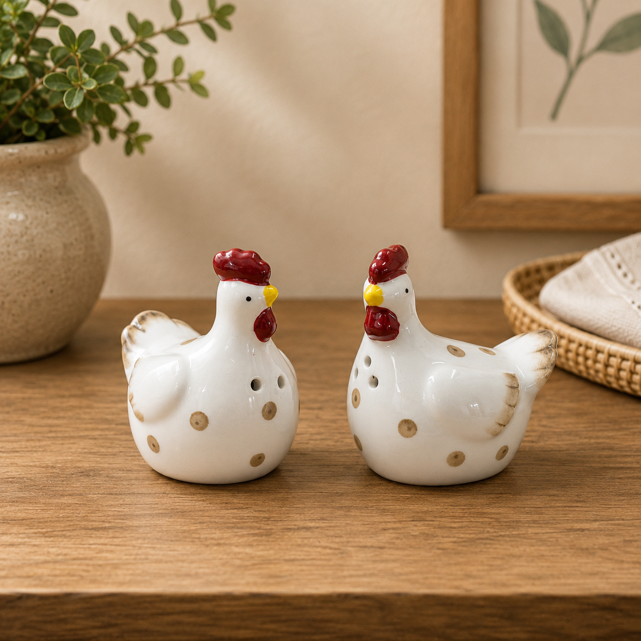 THD129 Ceramic Chicken Salt & Pepper Shaker Set
