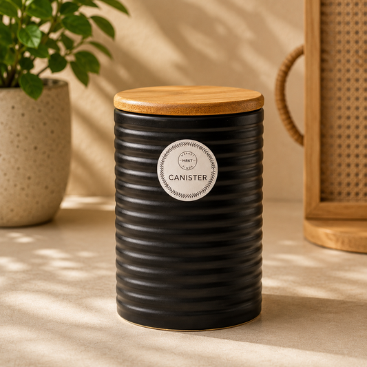 THD016 Black Ceramic Kitchen Storage Canister
