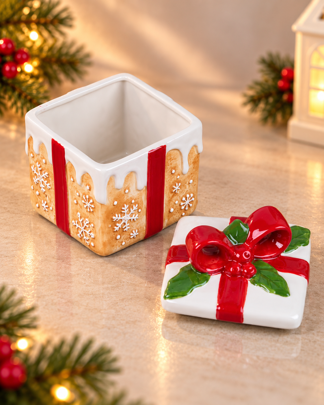 THD801 Christmas Gift Box Ceramic Storage Jar