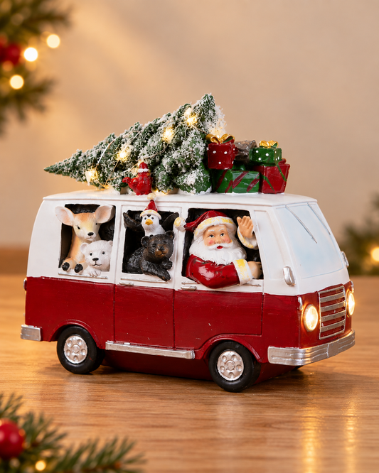 THD957 Resin Christmas Santa Camper Van
